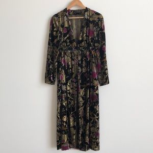 Gold & Floral Lamé Maxi Dress/Robe